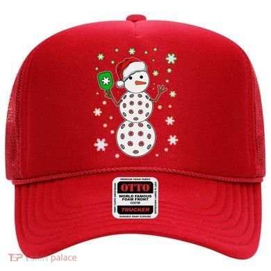 Christmas Winter Time Pickleball Snowman Hat
