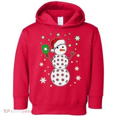 Christmas Winter Time Pickleball Snowman Toddler Hoodie