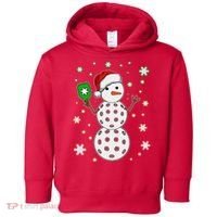 Christmas Winter Time Pickleball Snowman Toddler Hoodie thumb 0