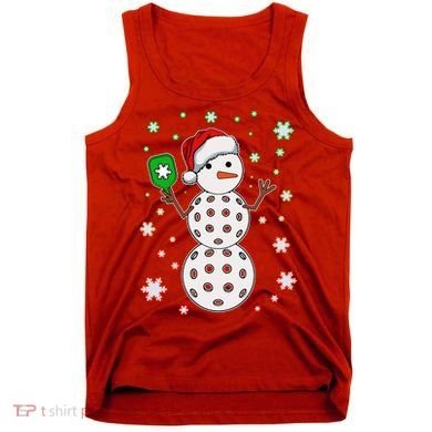 Christmas Winter Time Pickleball Snowman Tank Top