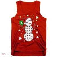 Christmas Winter Time Pickleball Snowman Tank Top thumb 0