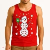 Christmas Winter Time Pickleball Snowman Tank Top thumb 3