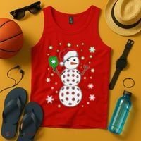 Christmas Winter Time Pickleball Snowman Tank Top thumb 4