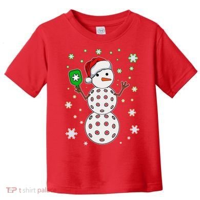 Christmas Winter Time Pickleball Snowman Toddler T-Shirt