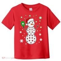 Christmas Winter Time Pickleball Snowman Toddler T-Shirt thumb 0