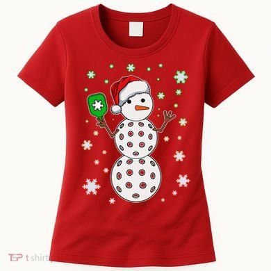 Christmas Winter Time Pickleball Snowman Women's T-Shirt