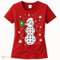 Christmas Winter Time Pickleball Snowman Women's T-Shirt thumb 0