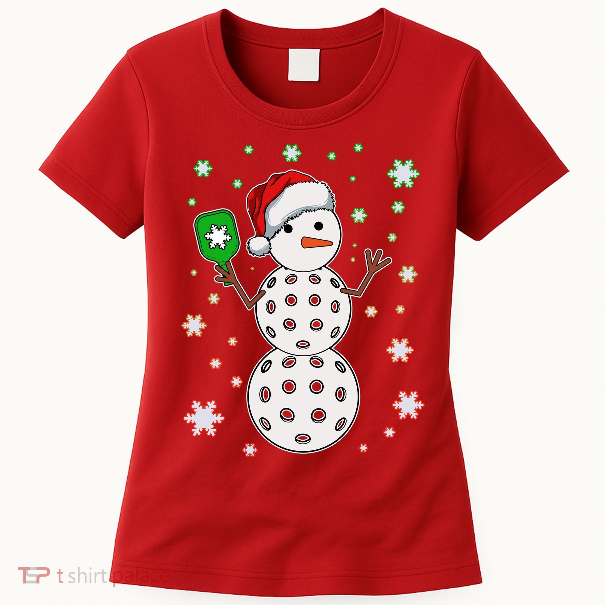 Christmas Winter Time Pickleball Snowman Women's T-Shirt
