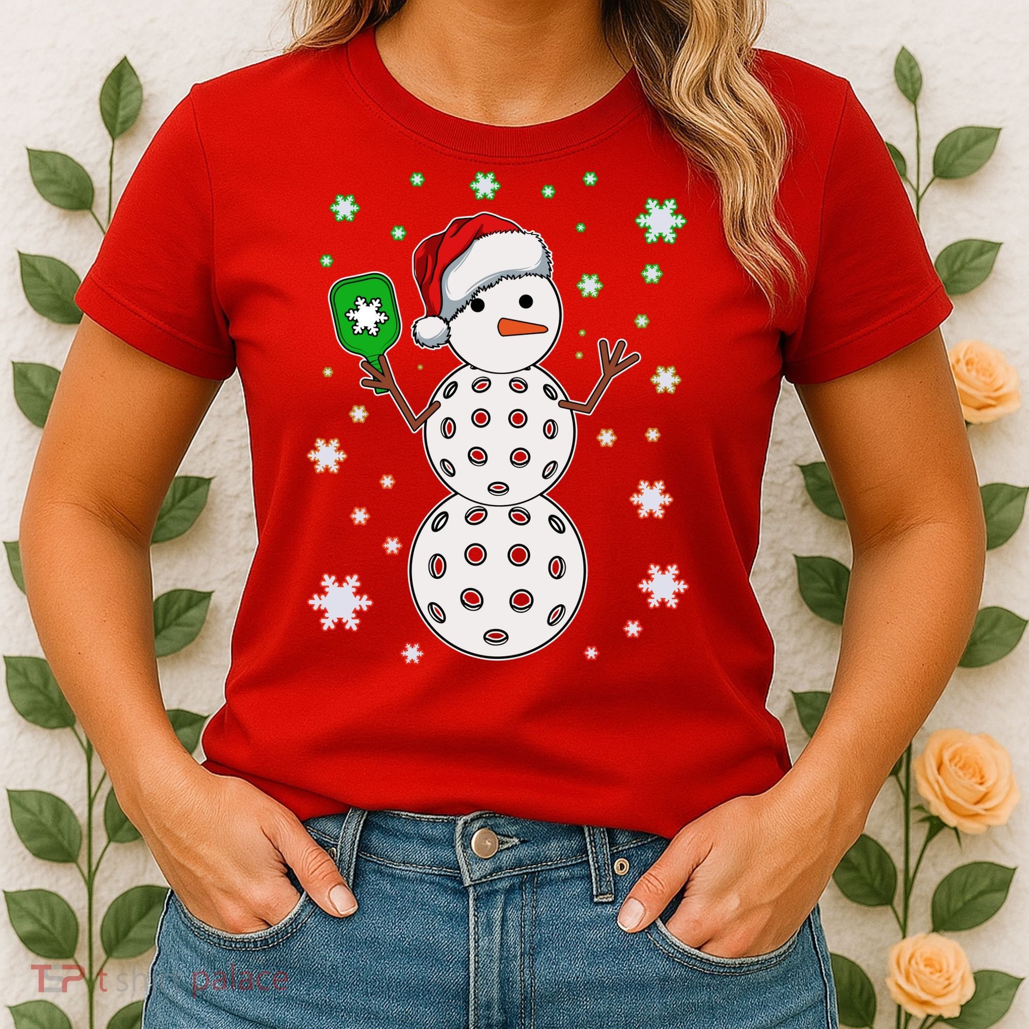 Christmas Winter Time Pickleball Snowman Women's T-Shirt