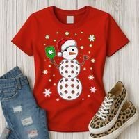 Christmas Winter Time Pickleball Snowman Women's T-Shirt thumb 3
