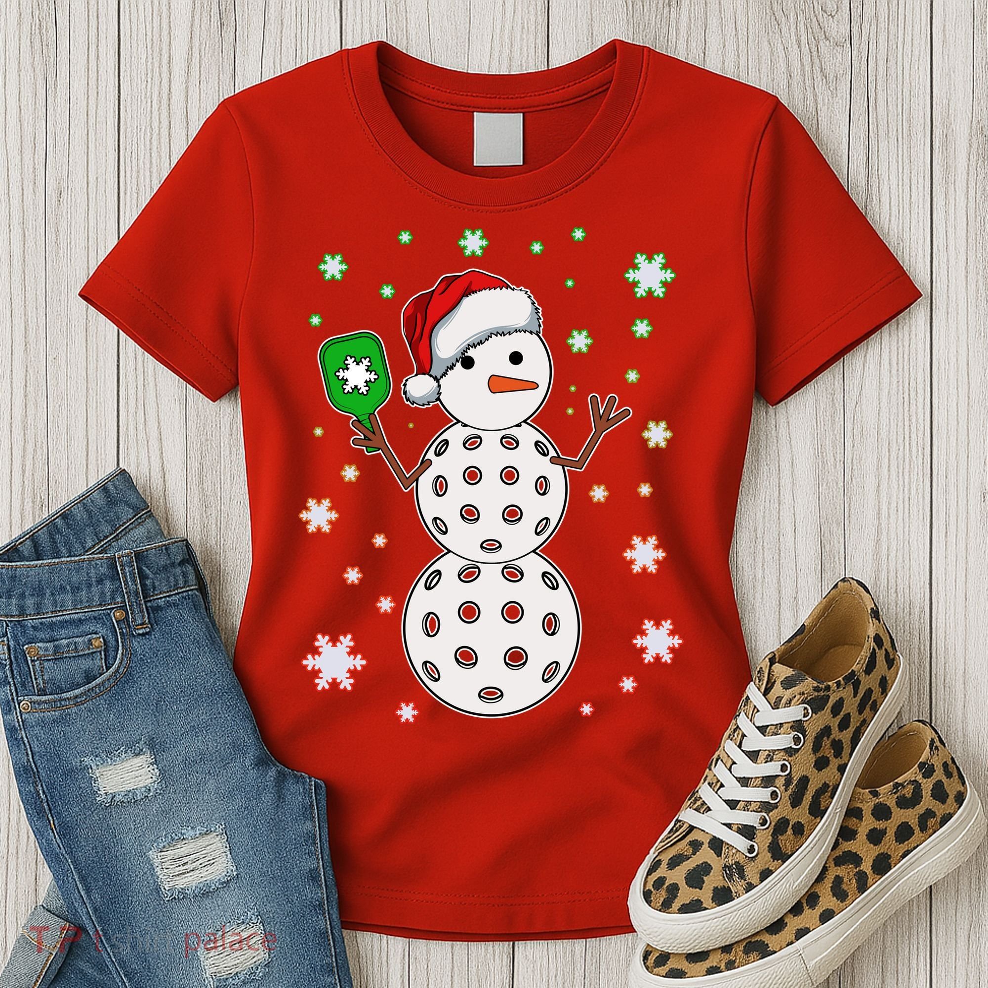 Christmas Winter Time Pickleball Snowman Women's T-Shirt