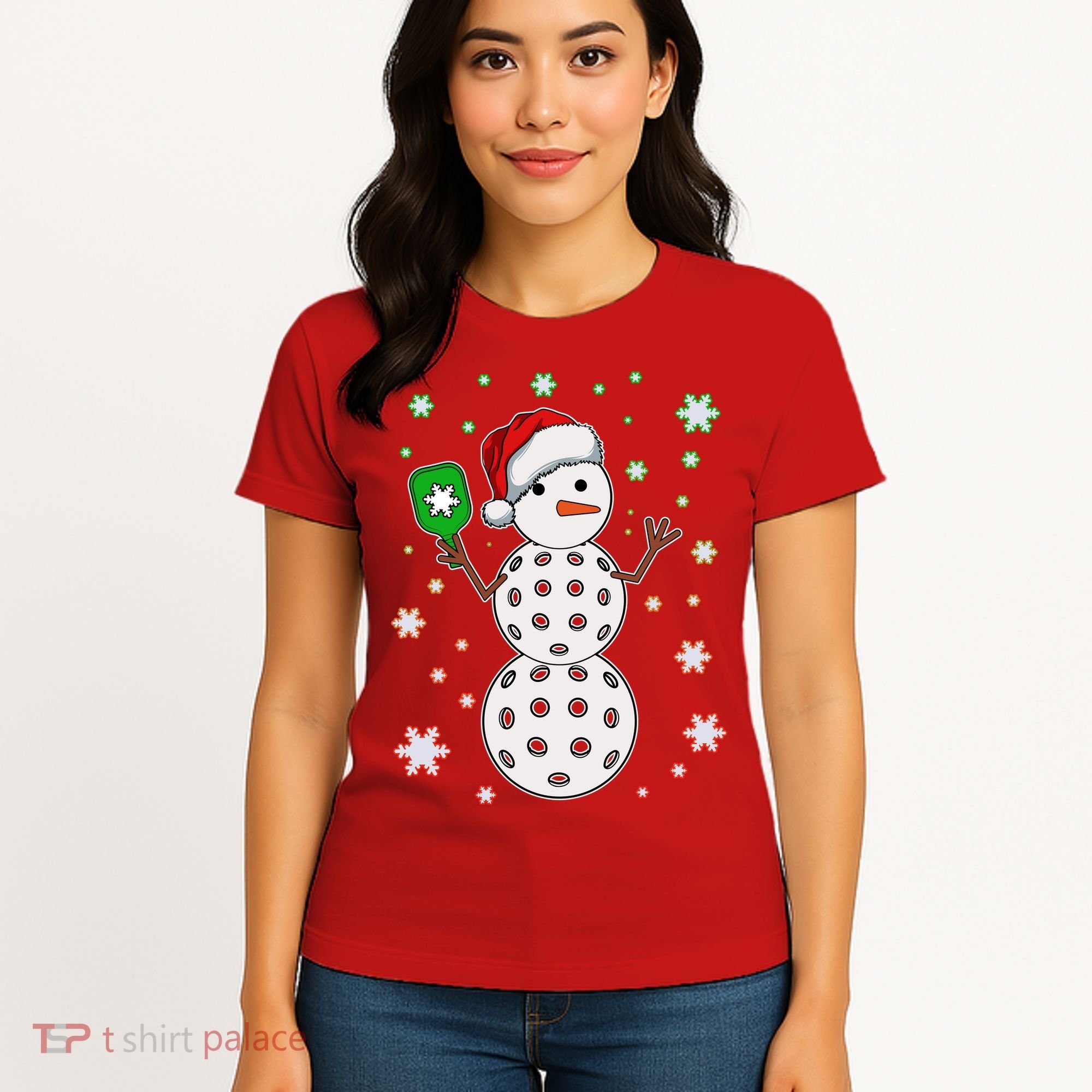 Christmas Winter Time Pickleball Snowman Women's T-Shirt