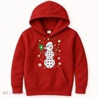 Christmas Winter Time Pickleball Snowman Kids Hoodie thumb 0