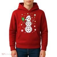 Christmas Winter Time Pickleball Snowman Kids Hoodie thumb 4