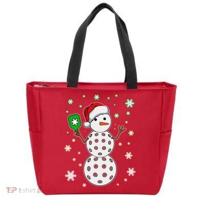 Christmas Winter Time Pickleball Snowman Tote Bag