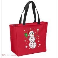Christmas Winter Time Pickleball Snowman Tote Bag thumb 2