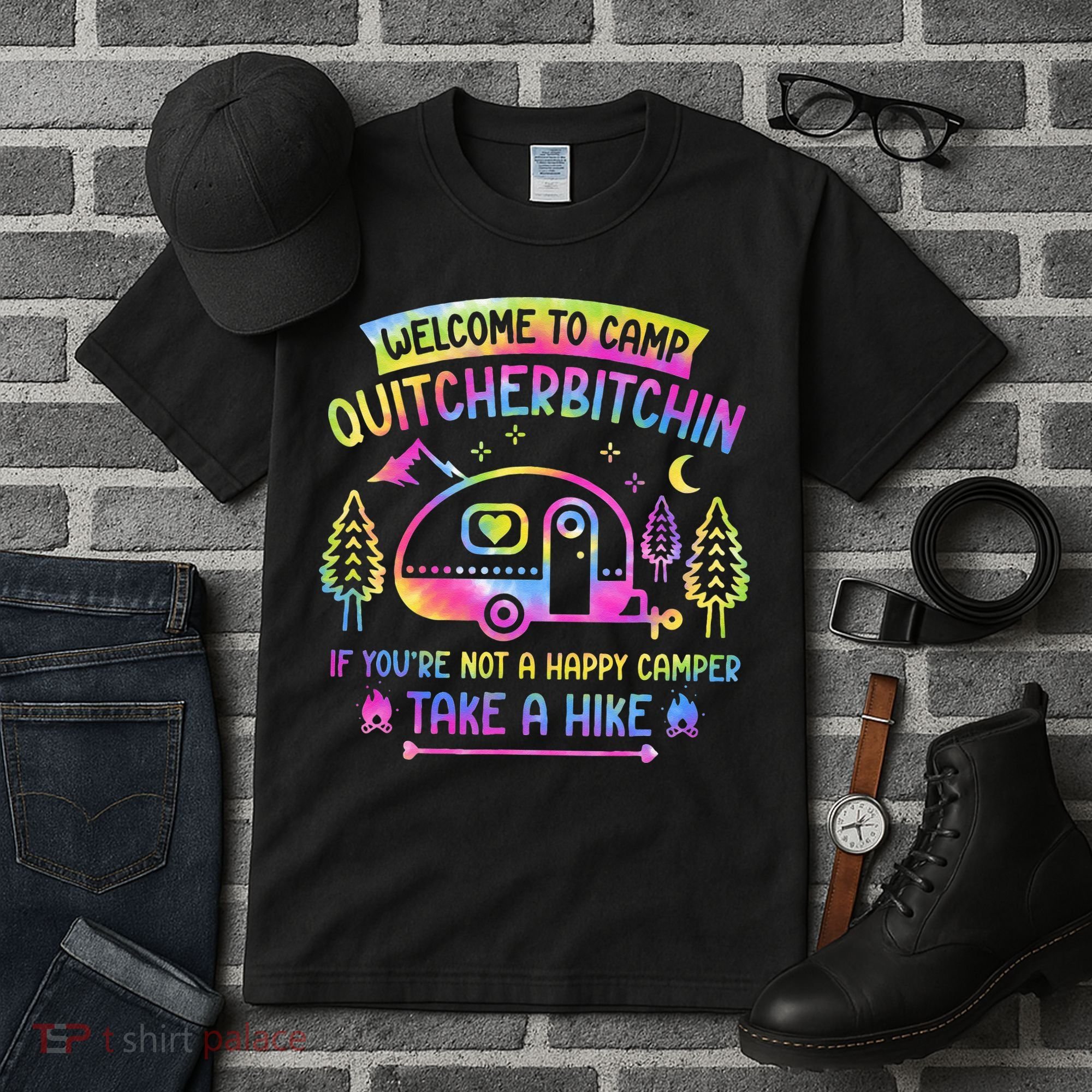 Camper Welcome To Camp Quitcherbitchin Funny Camping Life Tall T-Shirt