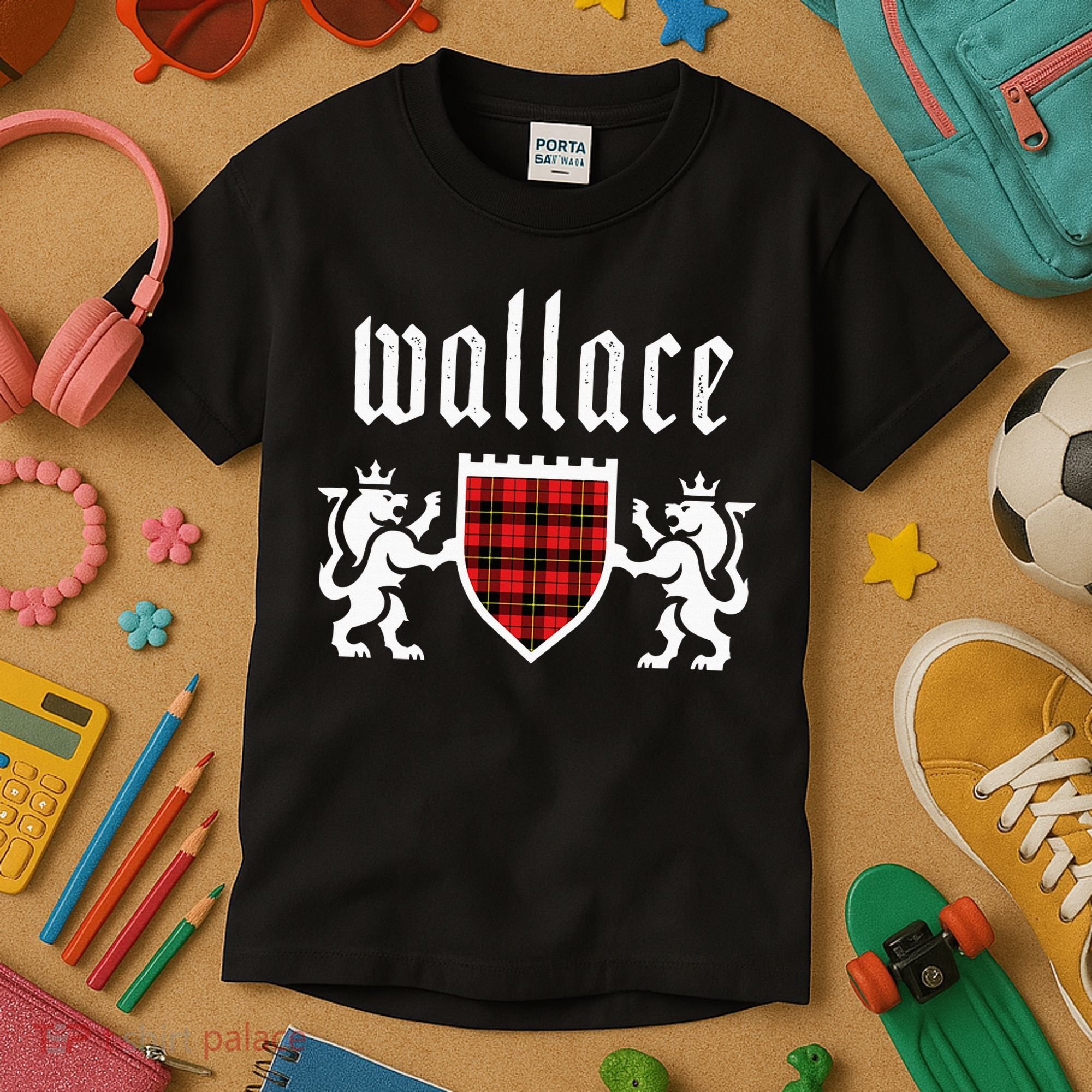 Clan Wallace Tartan Scottish Plaid Wallace Family Kids T-Shirt