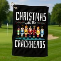 Christmas With The Crackheads Funny Family Ugly Nutcracker Golf Towel thumb 1