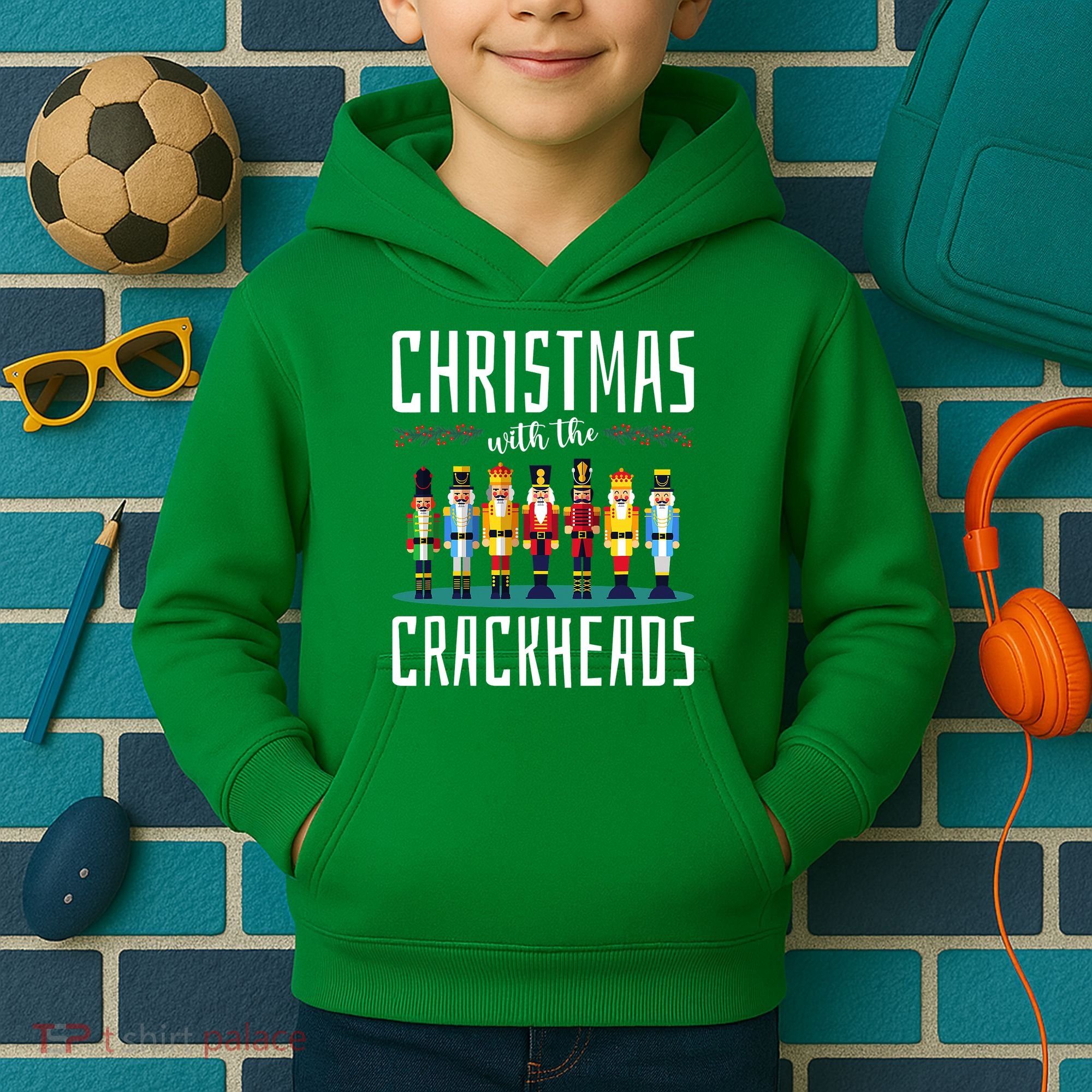 Christmas With The Crackheads Funny Family Ugly Nutcracker Kids Hoodie