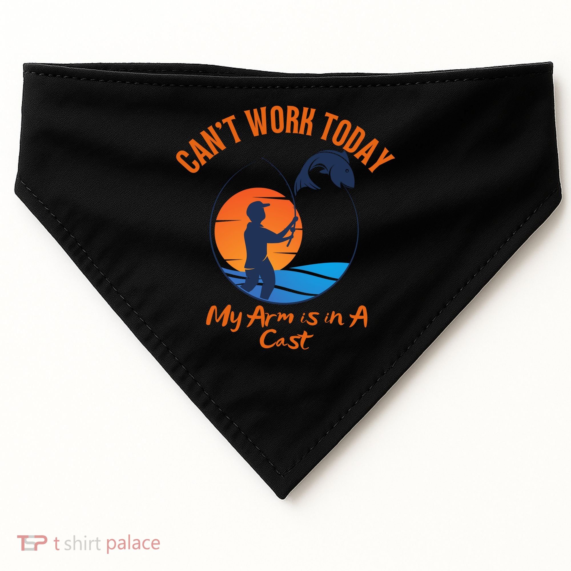 Can't Work Today My Arm Is In A Cast Funny Fishing USA-Made Doggie Bandana