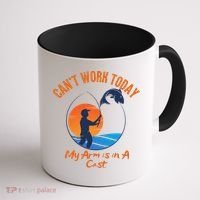 Can't Work Today My Arm Is In A Cast Funny Fishing Coffee Mug thumb 1