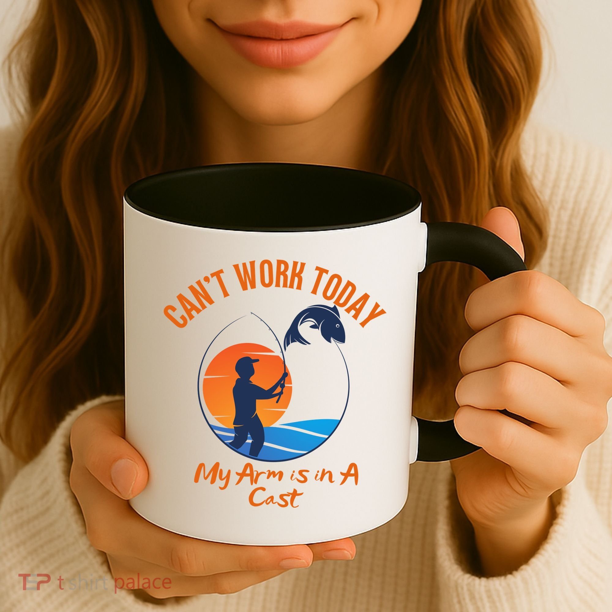 Can't Work Today My Arm Is In A Cast Funny Fishing Coffee Mug