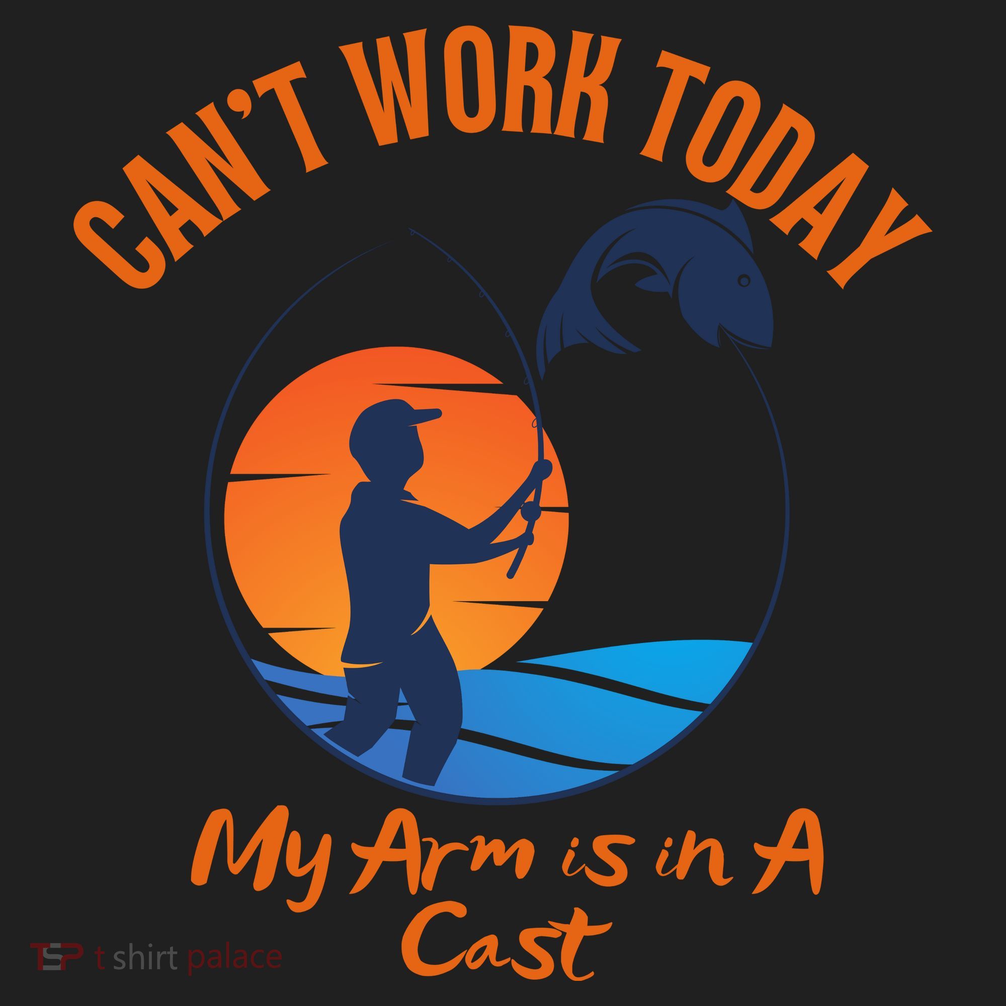 Can't Work Today My Arm Is In A Cast Funny Fishing Golf Towel