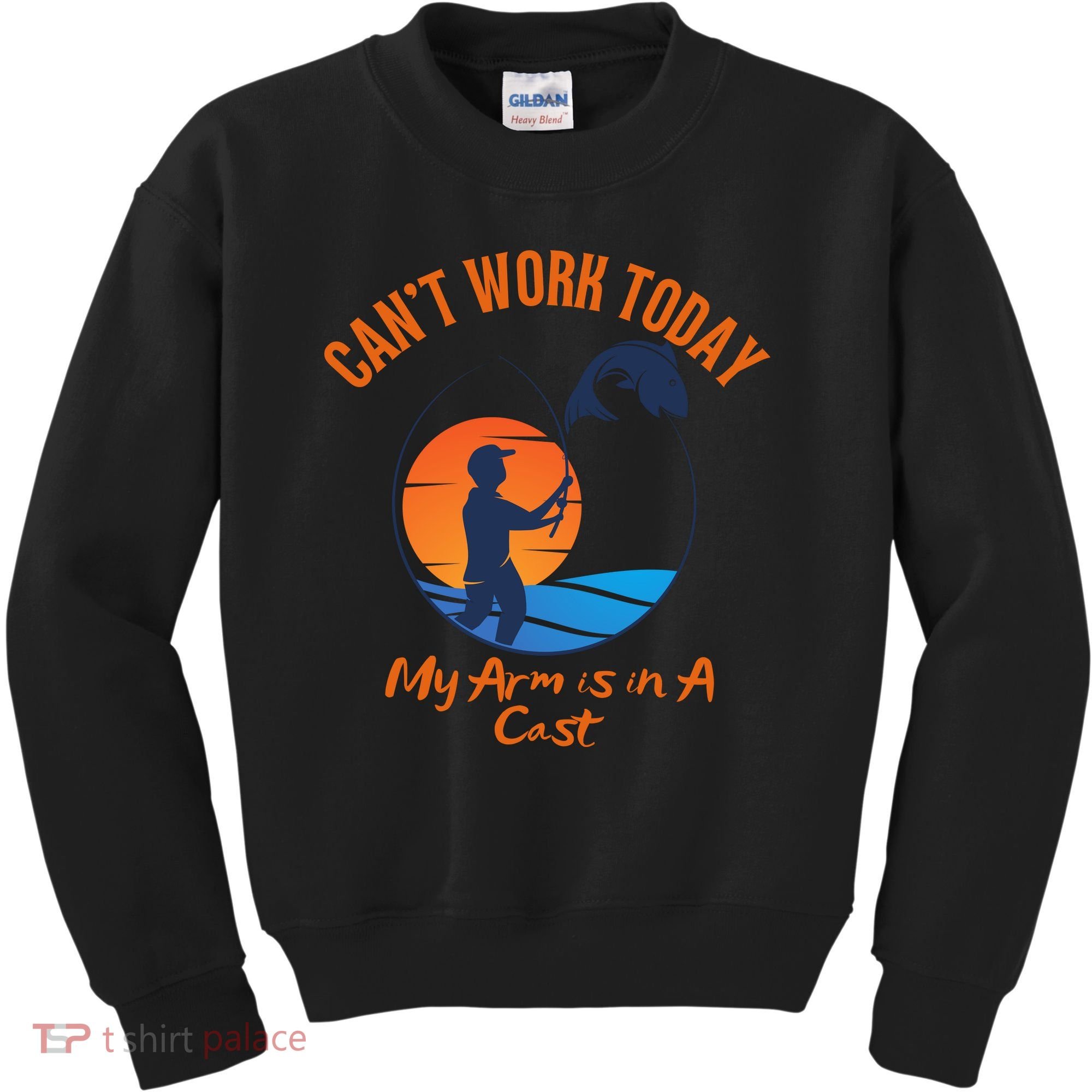 Can't Work Today My Arm Is In A Cast Funny Fishing Kids Sweatshirt