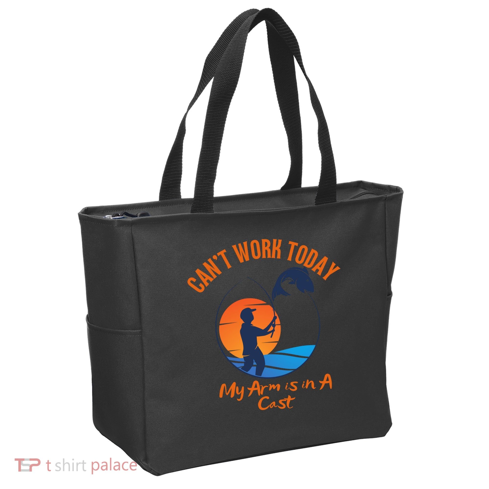 Can't Work Today My Arm Is In A Cast Funny Fishing Tote Bag