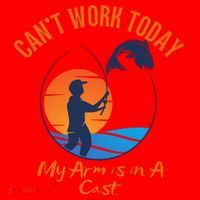 Can't Work Today My Arm Is In A Cast Funny Fishing Santa Hat thumb 1