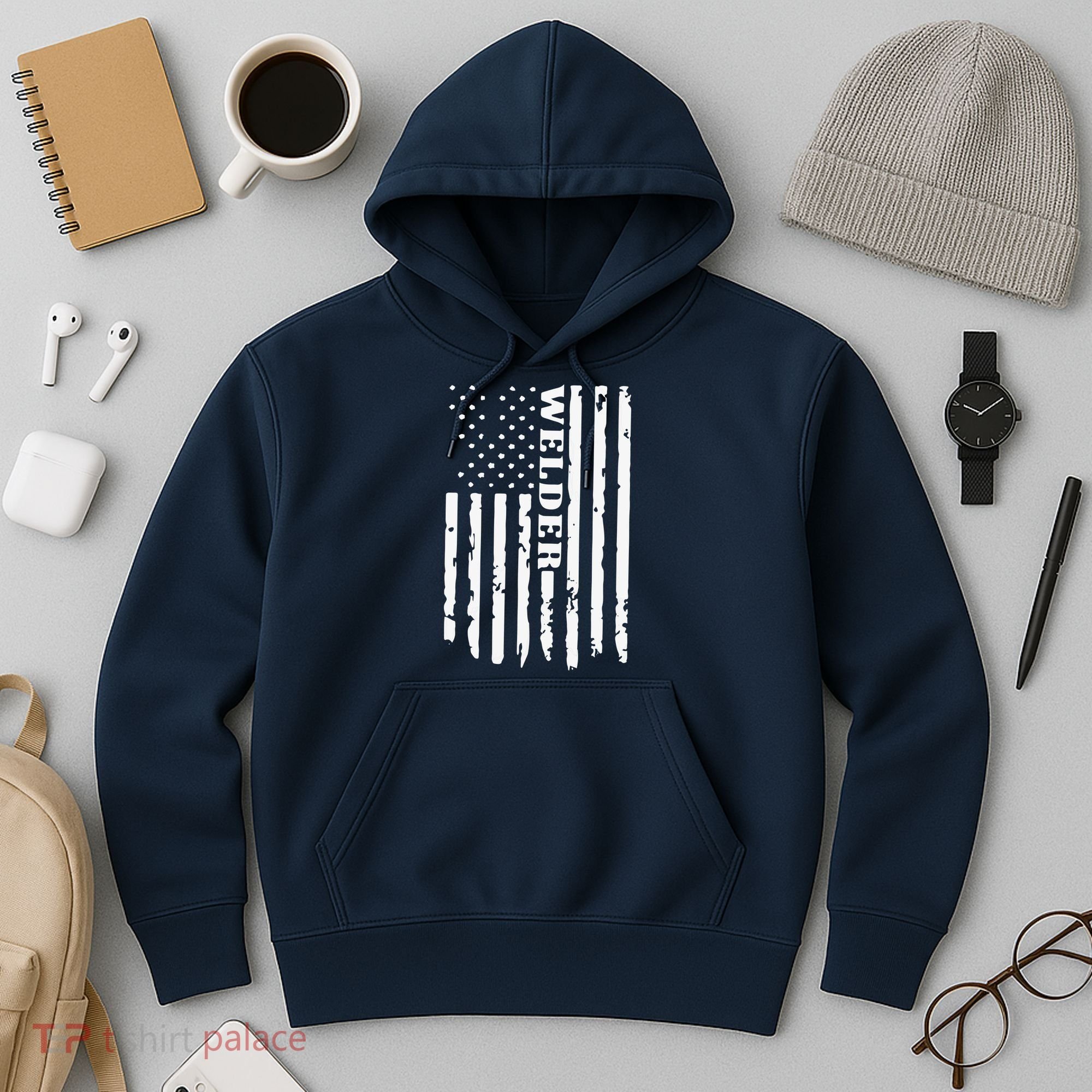Cool Welding US Flag Art For Welder Welding Hoodie