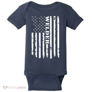 Cool Welding US Flag Art For Welder Welding Baby Bodysuit