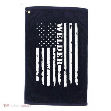 Cool Welding US Flag Art For Welder Welding Golf Towel