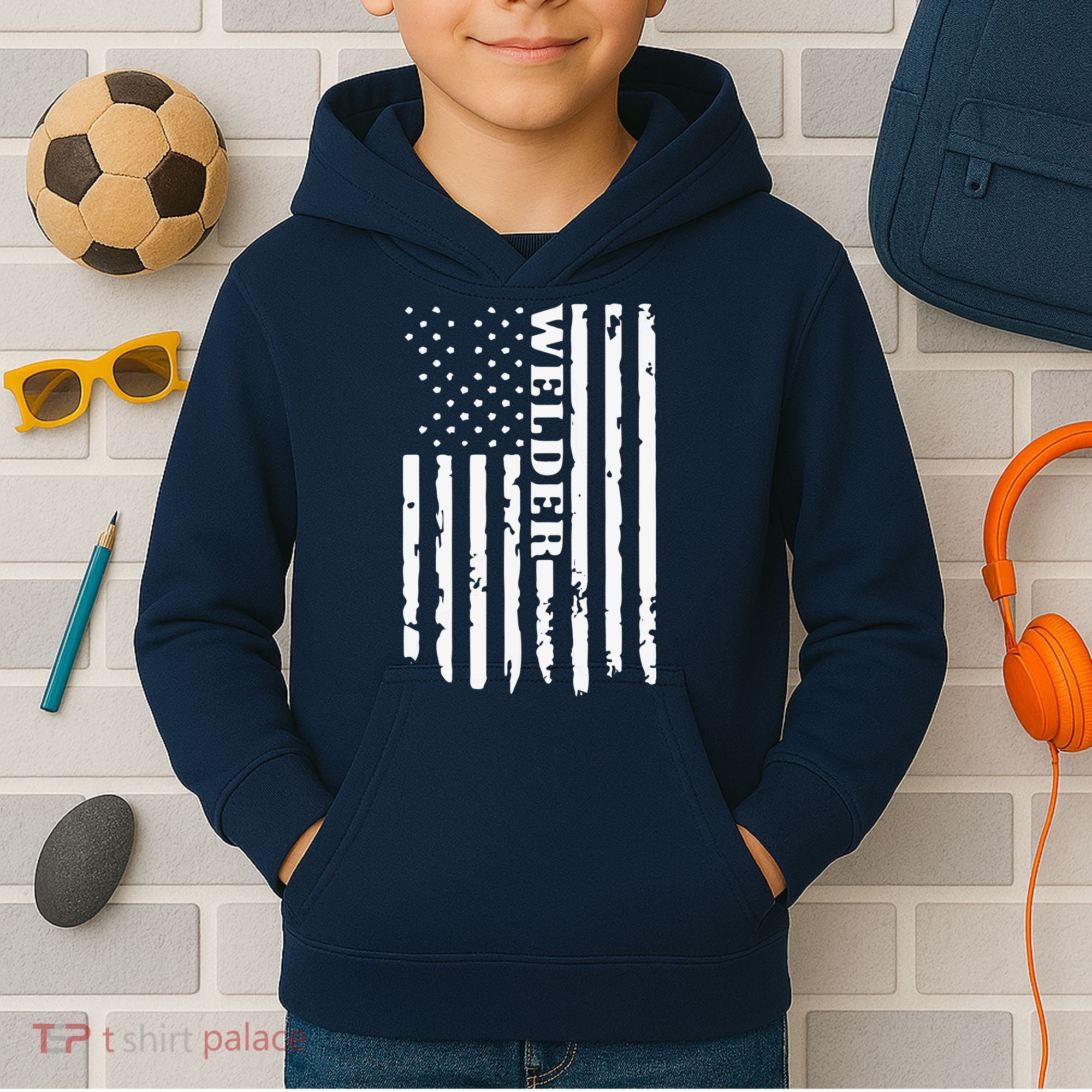 Cool Welding US Flag Art For Welder Welding Kids Hoodie