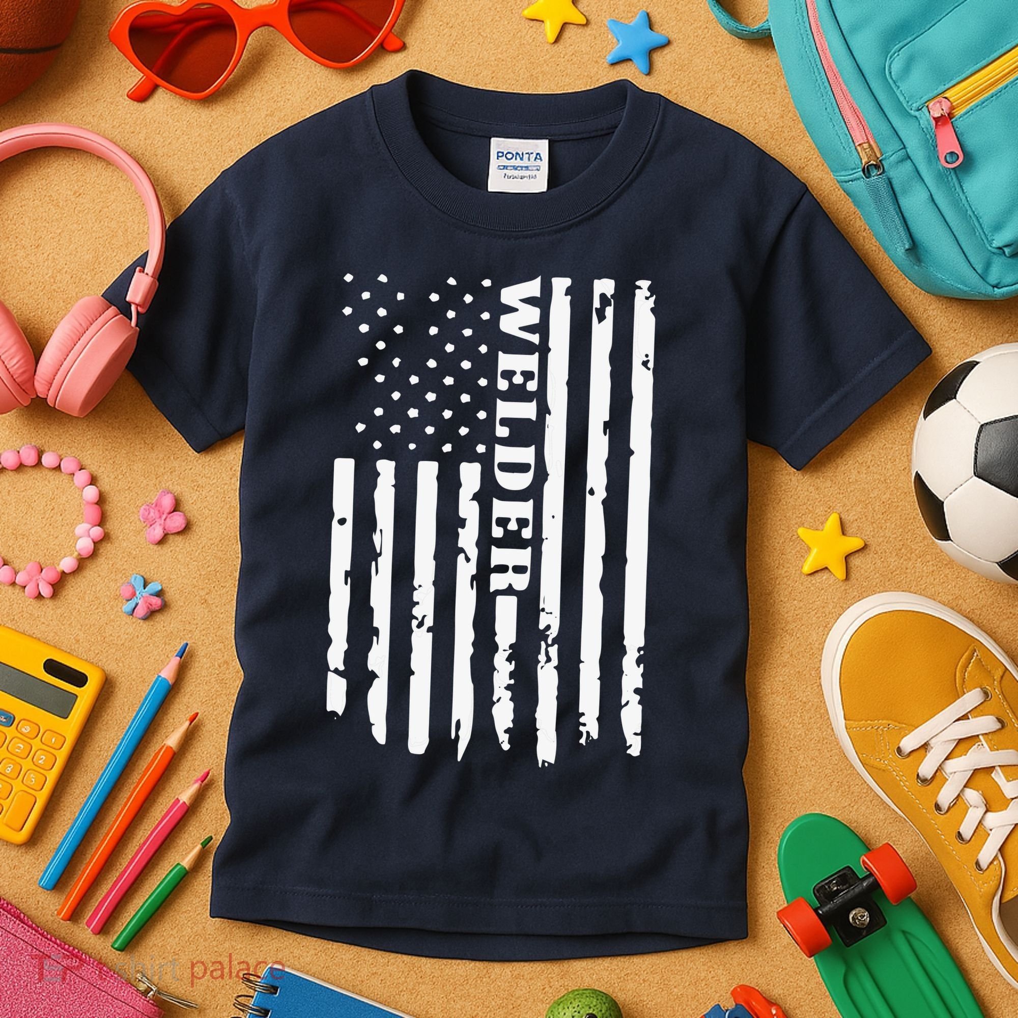 Cool Welding US Flag Art For Welder Welding Kids T-Shirt
