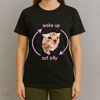 Cats Wake Up Act Silly Cat Meme Certified Freak Funny T-Shirt thumb 4