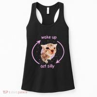 Cats Wake Up Act Silly Cat Meme Certified Freak Funny Women's Tank Top thumb 0