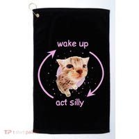 Cats Wake Up Act Silly Cat Meme Certified Freak Funny Golf Towel thumb 0