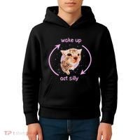 Cats Wake Up Act Silly Cat Meme Certified Freak Funny Kids Hoodie thumb 4