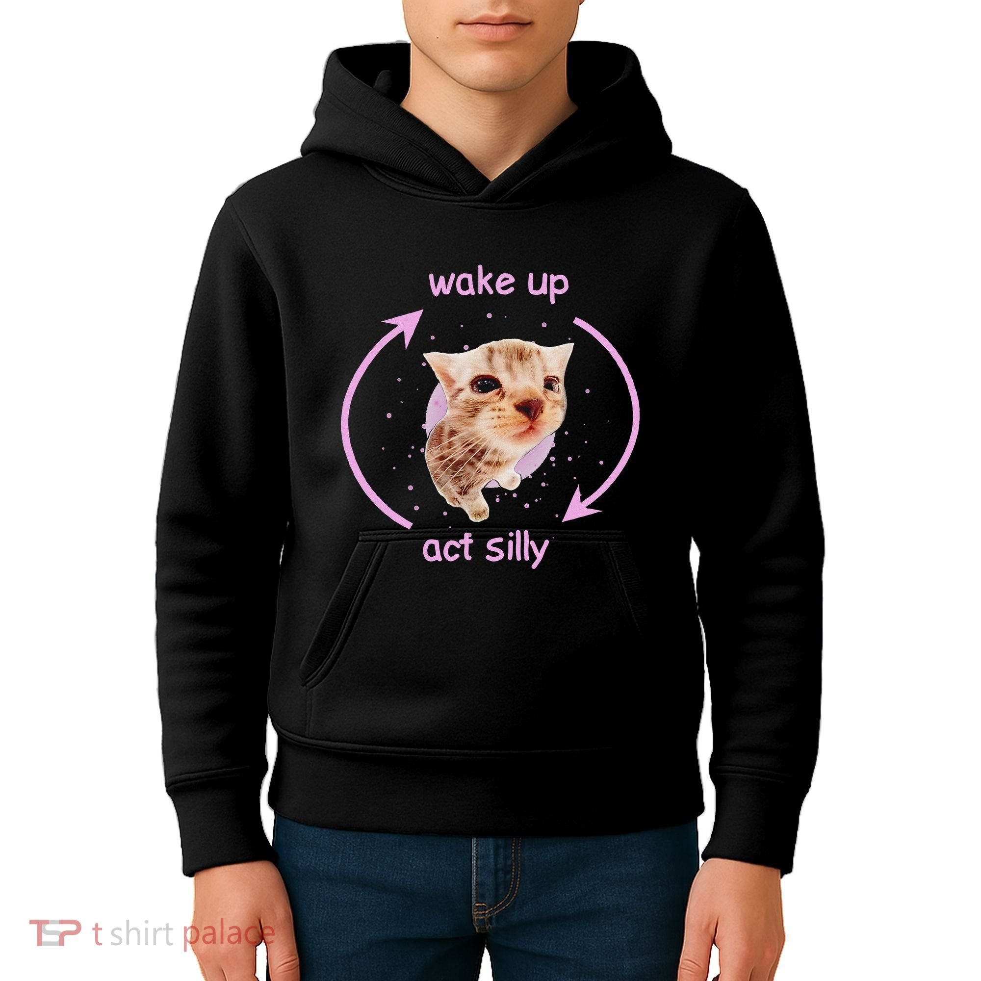 Cats Wake Up Act Silly Cat Meme Certified Freak Funny Kids Hoodie