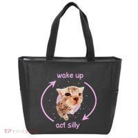 Cats Wake Up Act Silly Cat Meme Certified Freak Funny Tote Bag thumb 0