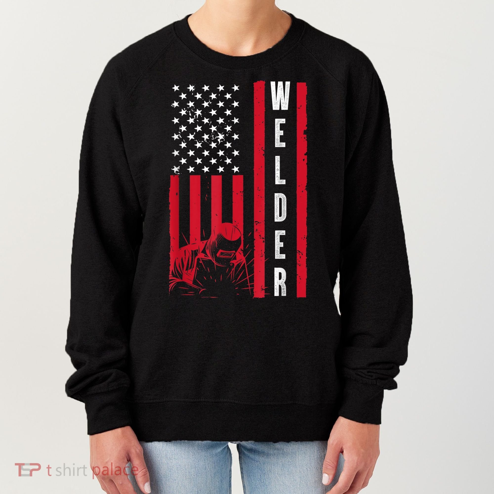 Cool Welding US Flag Art For Men Women Welder Welding Lover Women's Sweatshirt