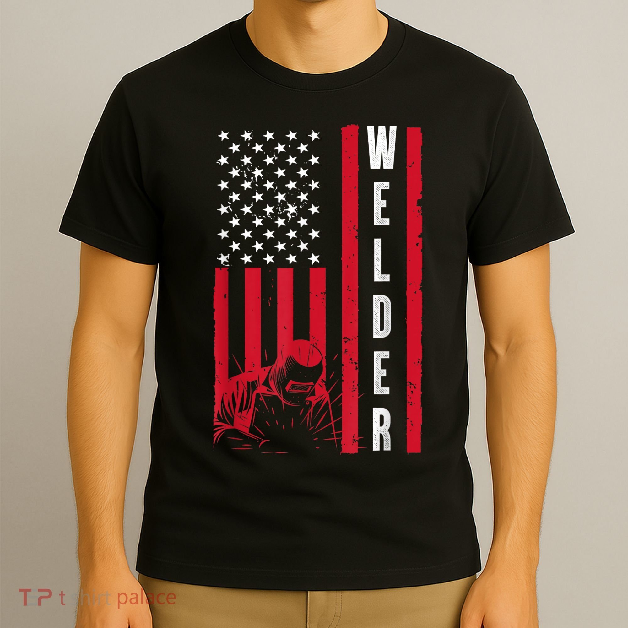 Cool Welding US Flag Art For Men Women Welder Welding Lover T-Shirt