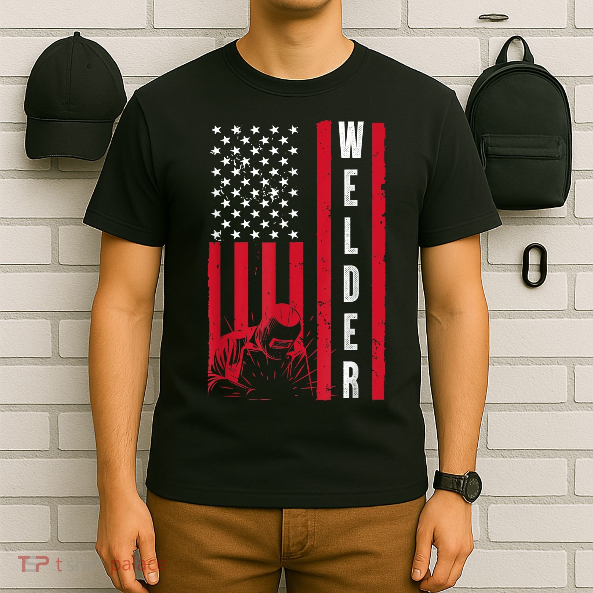 Cool Welding US Flag Art For Men Women Welder Welding Lover T-Shirt