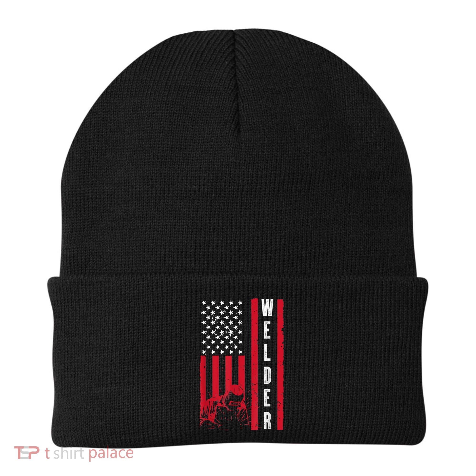 Cool Welding US Flag Art For Men Women Welder Welding Lover Beanie