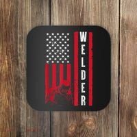 Cool Welding US Flag Art For Men Women Welder Welding Lover Coaster thumb 0