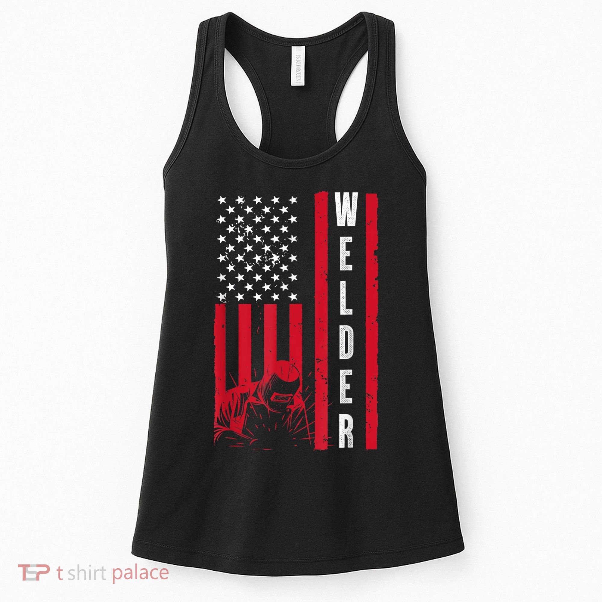 Cool Welding US Flag Art For Men Women Welder Welding Lover Women's Tank Top