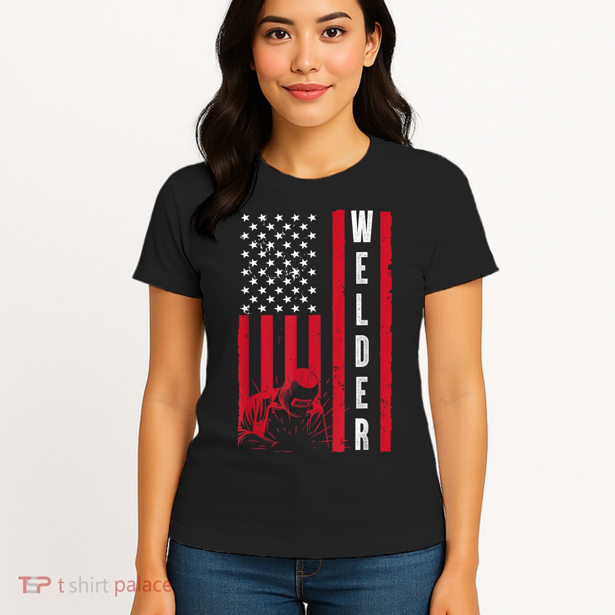 Cool Welding US Flag Art For Men Women Welder Welding Lover Women's T-Shirt