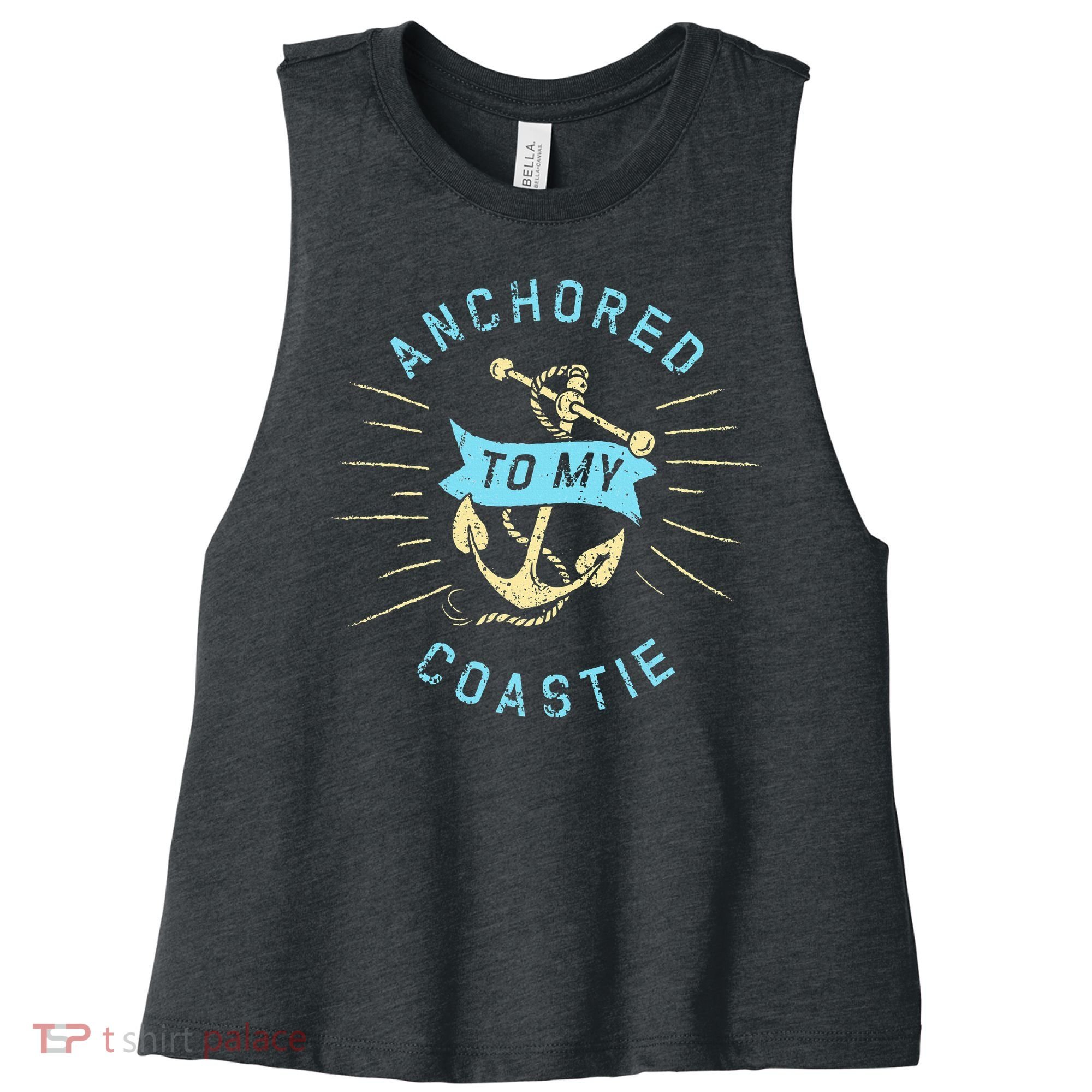 Coastie Wife Us Coast Guard Uscg Anchored To Women's Racerback Cropped Tank